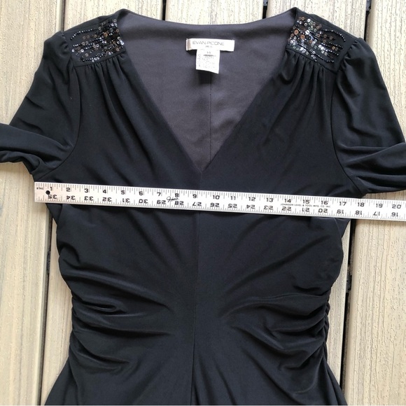 Evan Picone Black V Neck Long Sleeve Formal Dress Size 14 - Picture 5 of 9